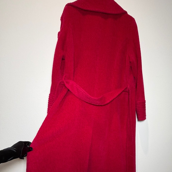 Sentaler Red Baby Alpaca Long Large Notched Collar Wrap Coat Sz XL - Picture 9 of 15